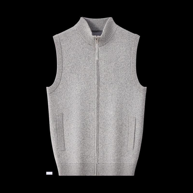 ROMON Men's Mock Neck Knitted Cardigan Vest