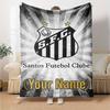 Name Custom Santos FC Print Flannel Blanket High Quality Warm Comfortable Cover for All Seasons Perfect for Gifts Home Decor