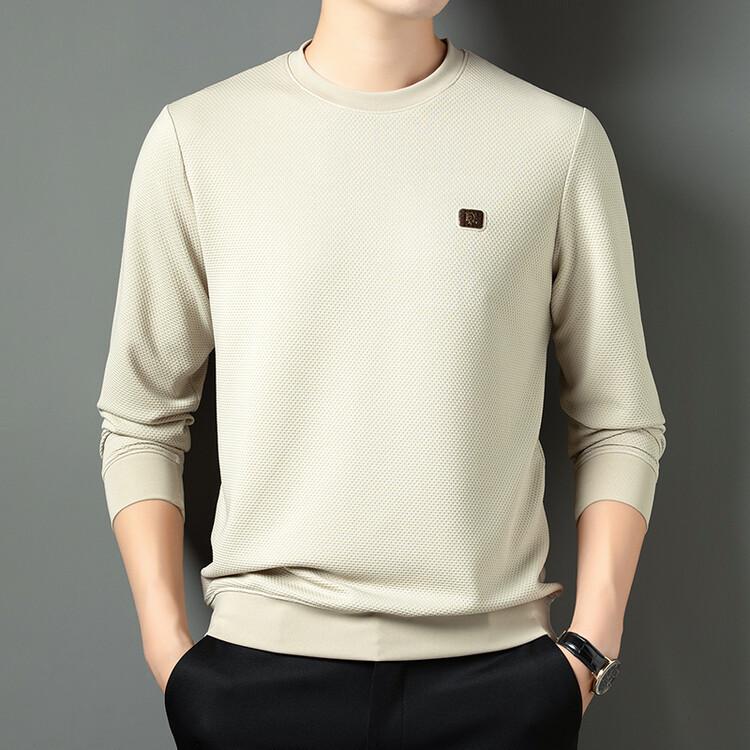 

Men’s Business Casual Printed Crewneck Long Sleeve Hoodie for Spring/Fall XL брудно-білий