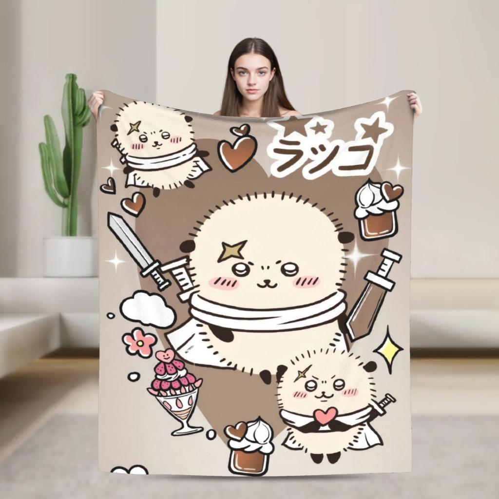 Cute Momonga C-Chiikawa Cartoon  Blankets Flannel Print  Multi-function Ultra-Soft Throw Blanket for Home Bedroom Rug Piece