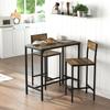 3-Piece Bar Table Set with 2 Stools, Industrial Breakfast Bar Set with Footrest, Backrest for Dining Room, Small Space