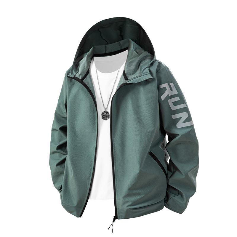 Running Sports Suit Men's Long Sleeve Outdoor Morning Running Autumn and Winter Fitness Training Hooded Sports Jacket Running and Riding