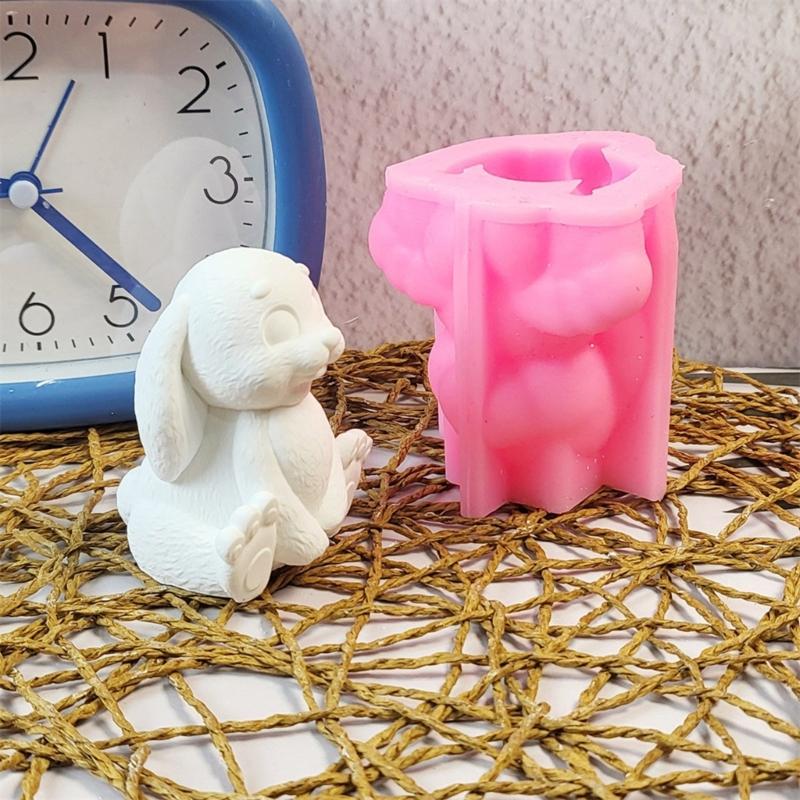 Handmade Silicone Mould 3D Rabbits Candle Molds Ornament Molds Animal Molds Casting Molds for Home Table Decorations