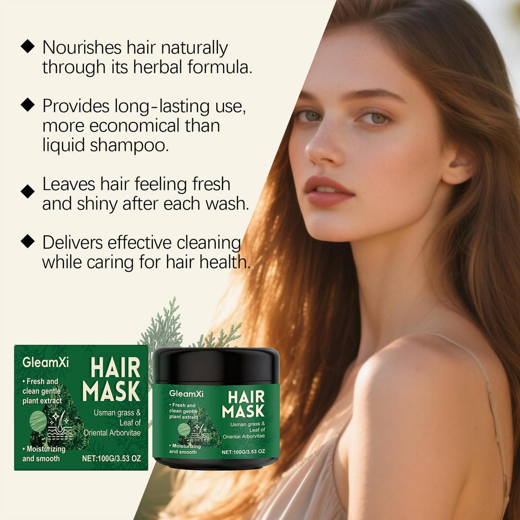 Natural Usman Shampoo Bar + Hair Mask+Hair Oil Set, Usma Grass Soap for Women&Men Gray Hair Reverse, Hair Thickening & Darkening