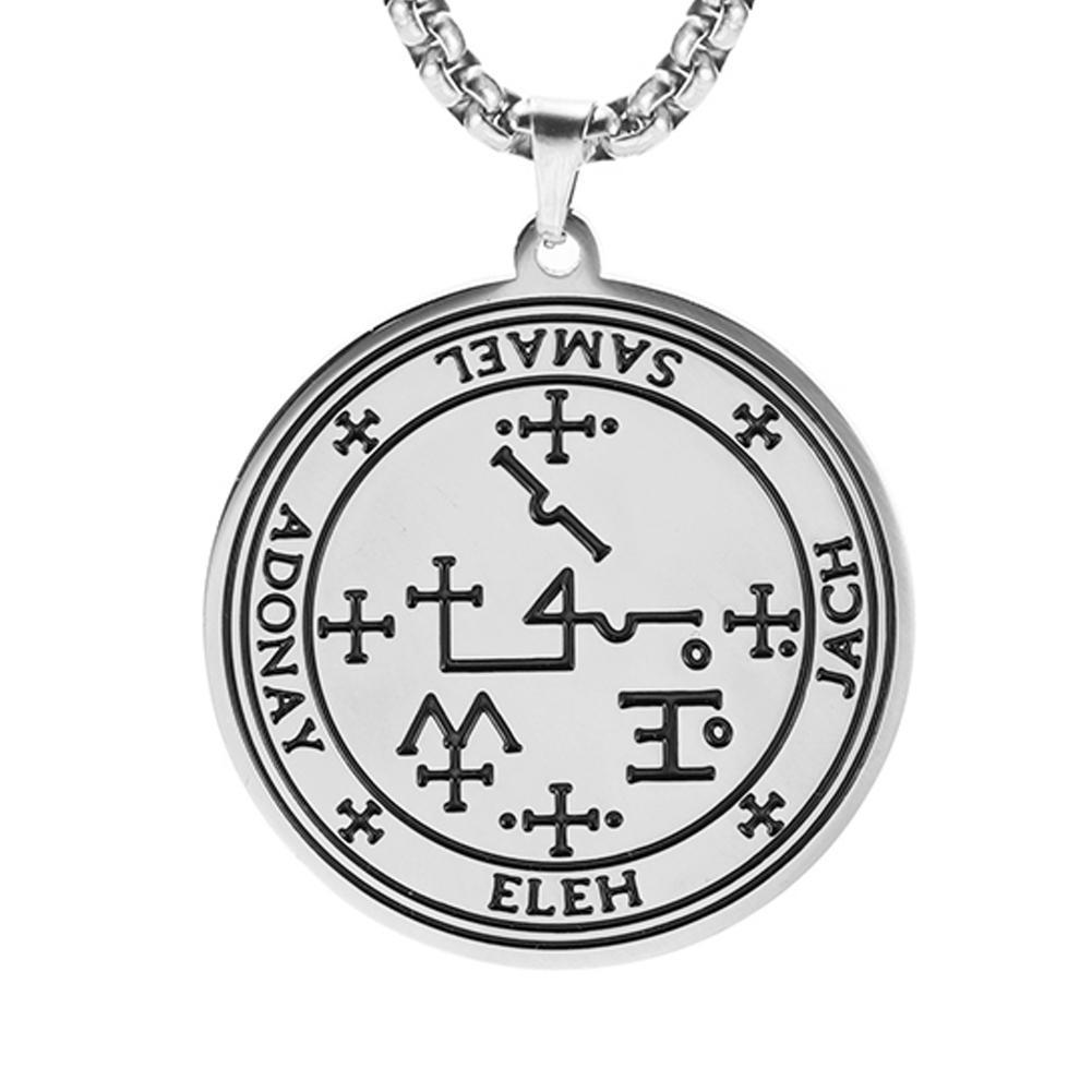 Dawapara Archangels Samael Seals Pendant The Son of Zacharias In The Desert Vintage Amulet Men Necklace Stainless Steel