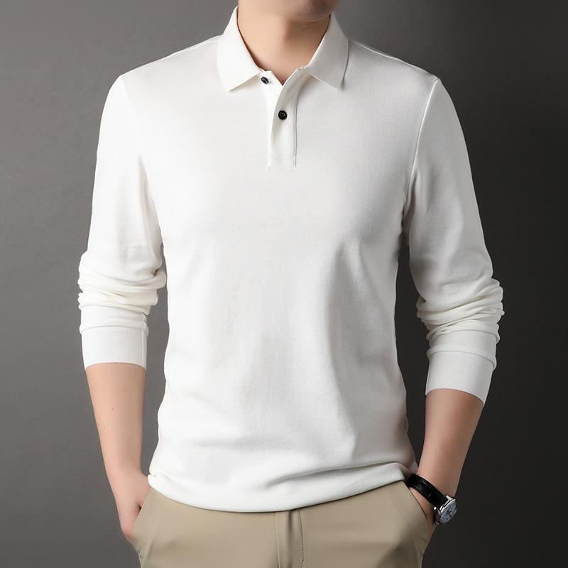 Fall Men's Long Sleeve Polo Shirt Men's Fashion Casual New Style Lapel Cotton Solid Color Men's T-shirt