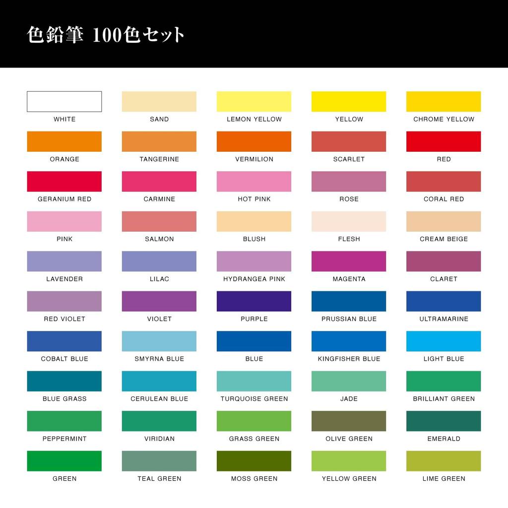 Shachihata Artline LIBERIO Colored Set with Pencil Pencils, 100-Color Sharpener, KCPL-100C/H