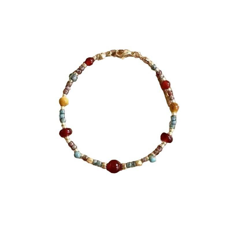 New Chinese Colorful Bead Bracelet for Women Antique Elegance Adjustable Multi Layer Stackable Hand Jewelry