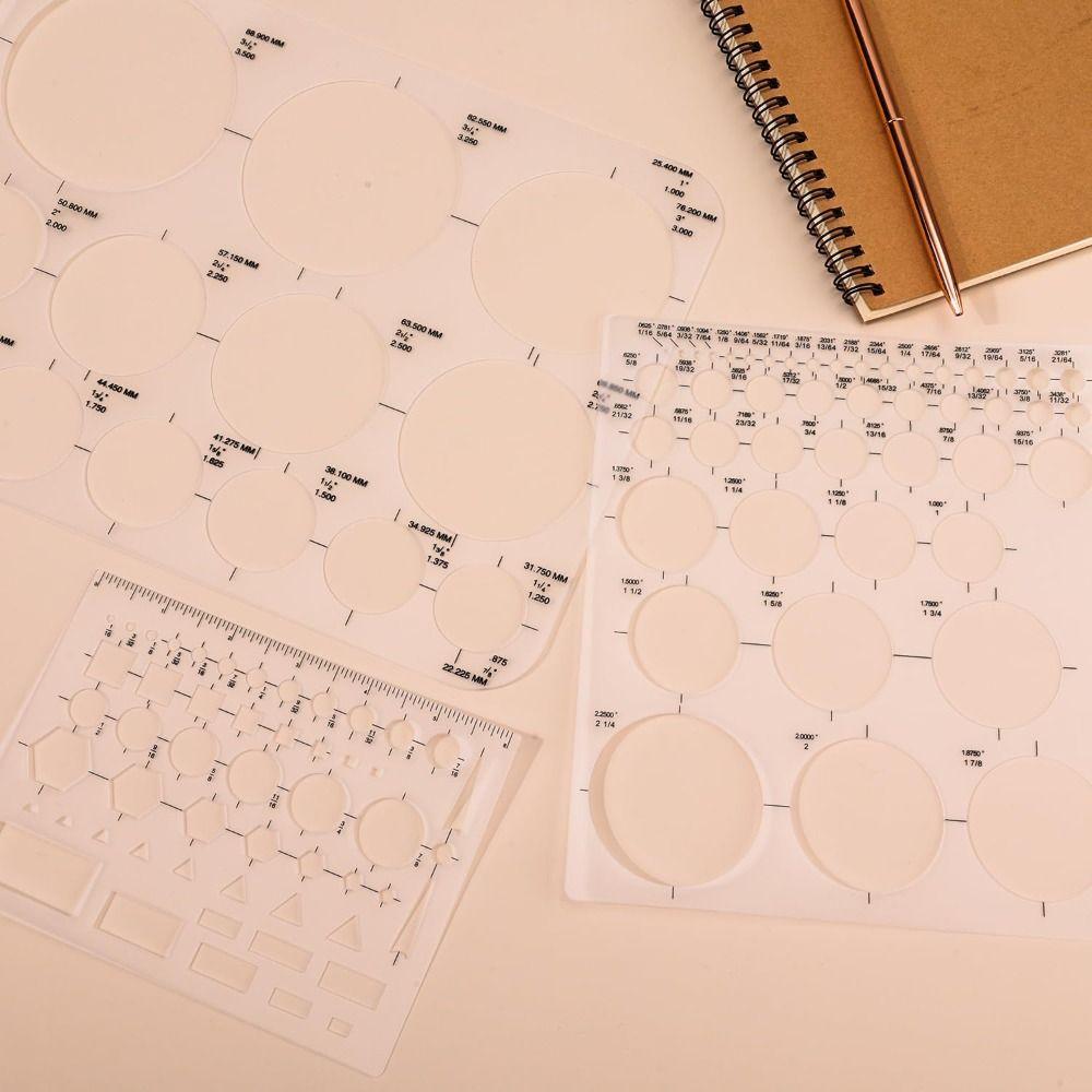 3Pcs 3 Sizes Round Templates DIY Multifunctional Geometric Ruler  Student