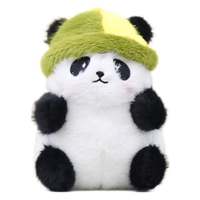 Charming Short Plush Panda Pendant Cute Hat Stuffed Animal Keychain For Kids