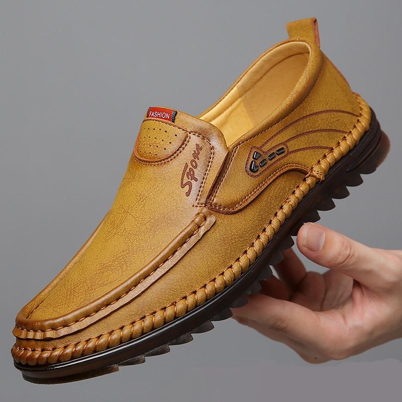 New Style Classic Retro Loafers Light Driving Leather Shoes Sewing Comfortable Men Casual Slip-on Shoe