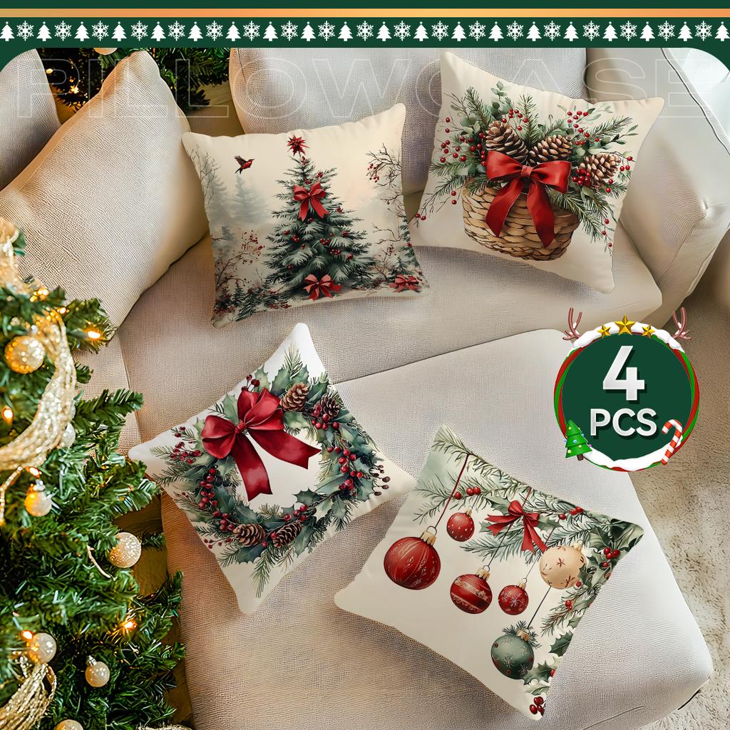 Winter Flower Christmas Pillowcase Printed Polyester 45x45cm Throw Pillowcover Decorative Sofa Cushion Pillowslip Home Decor