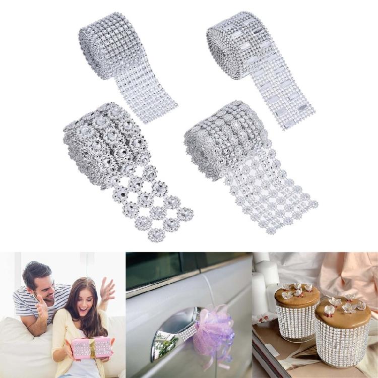 4 Rolls Sparkling Diamond Ribbon for Birthday Christmas and Wedding Decorations, for Cake and Candle Decoration