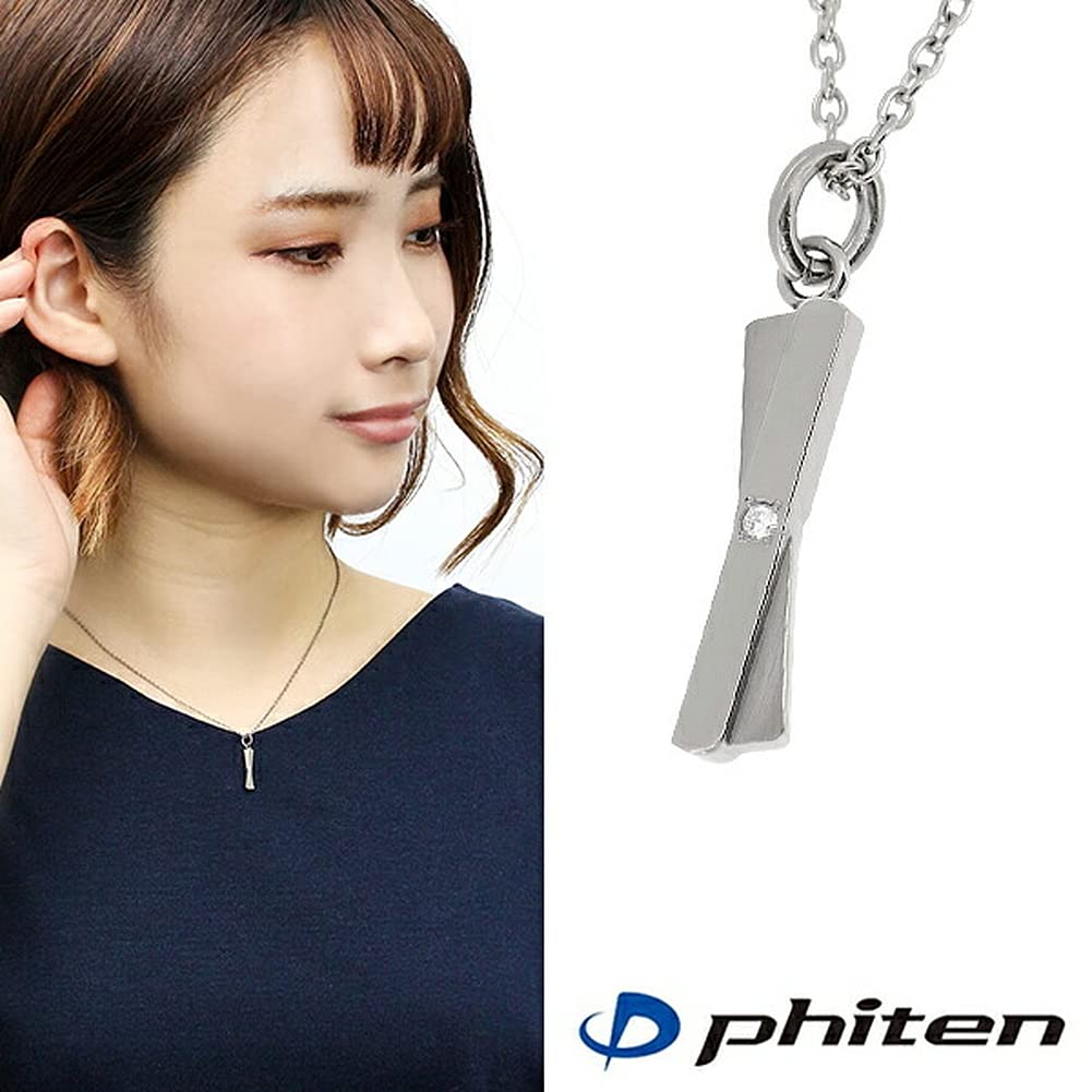 fe-fe x phiten [Special Edition] Phiten Cross Plate Diamond Titanium Necklace for Women, Simple Top, Sports Cross