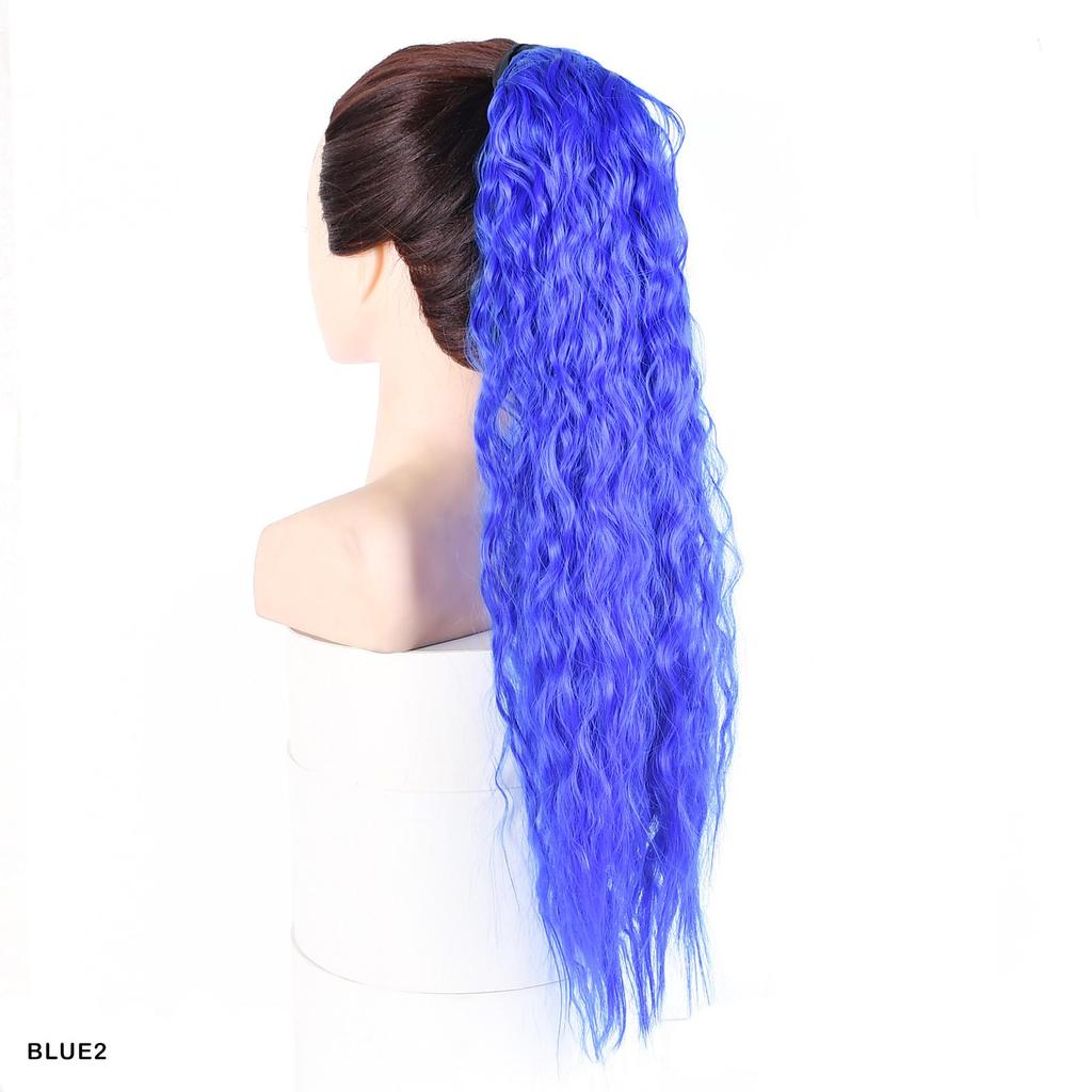 Ponytail Long Kinky Curly Hair Ribbon Ponytail Extension Rainbow Colorful Ombre Color Ponytails