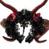 Horn Handmade Animal Gothic Headbands Dark Lace Hair Hoop for Live Shows