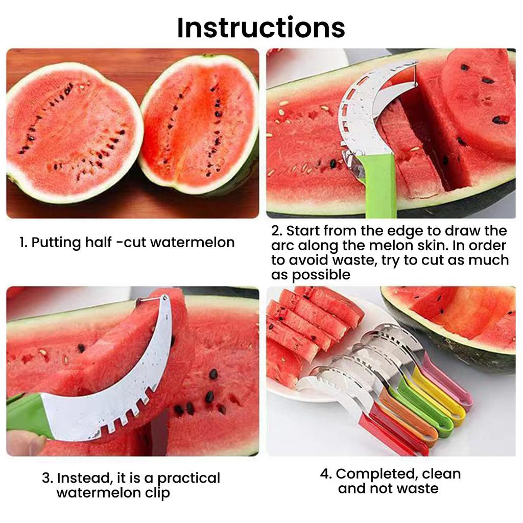 Watermelon Slicer Cutter - Stainless Steel Melon Cutter -Watermelon Cutter Slicer Tool -Watermelon Cutting Fork - Multifunctional Fruit Fork
