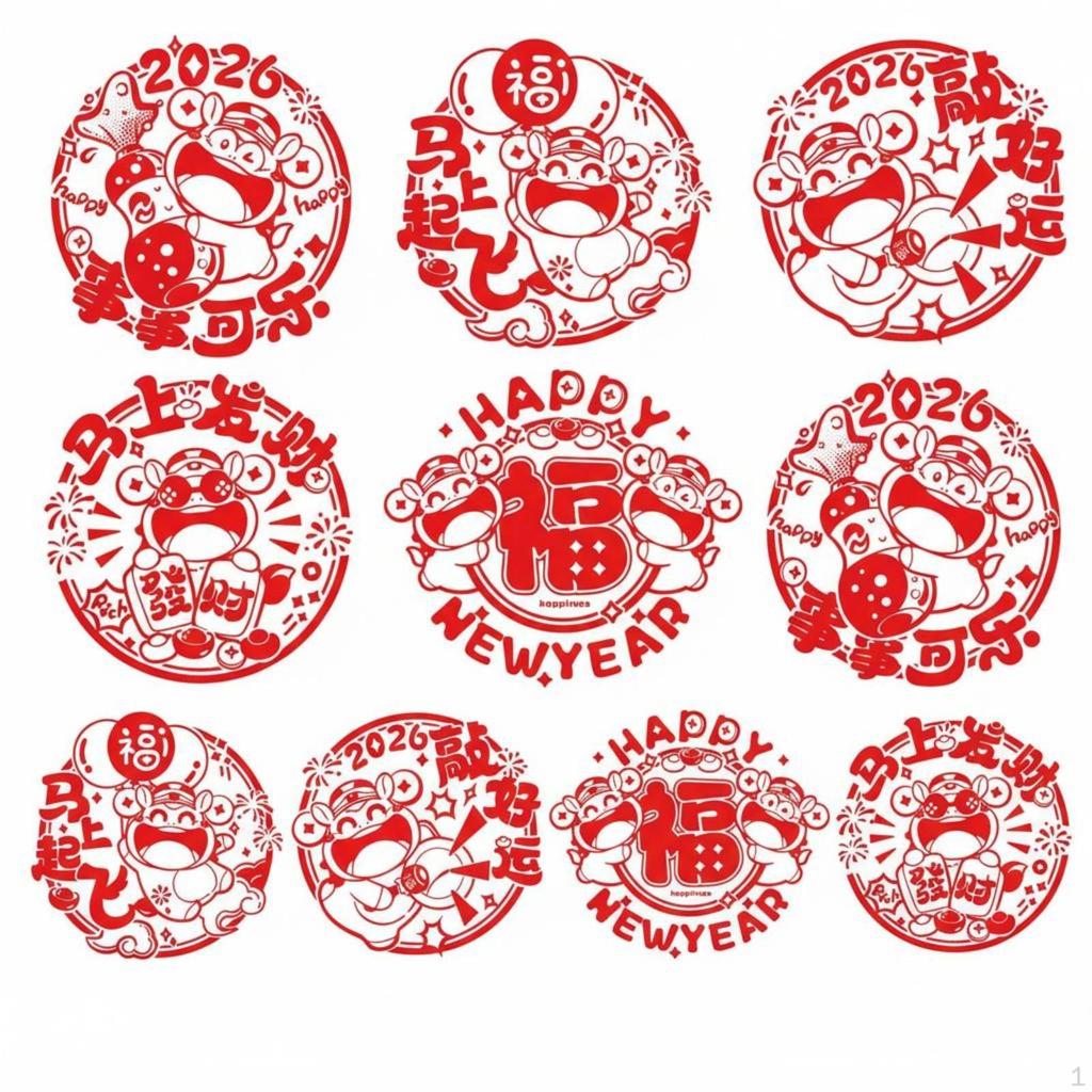 Horse Year Glass Clings, Red PaperCut Decals, Festive Window Decoration 20pcs Persimmon