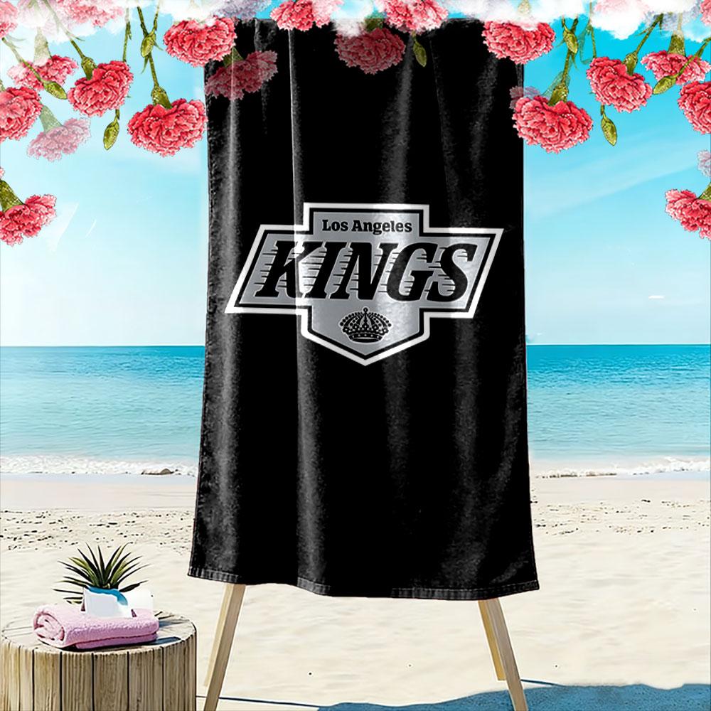 Los Angeles Kings Logo Design Patterned beach towel quick dry perfect for travel outdoor sports jogging the beach and swimming