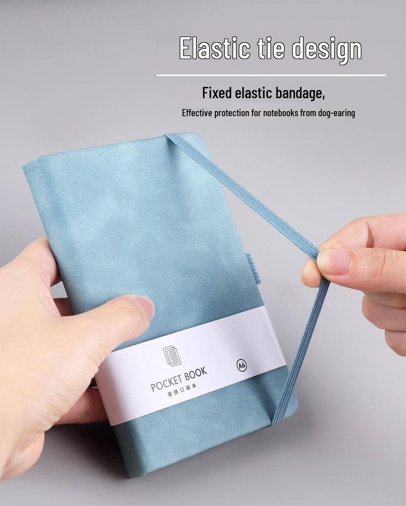 Compact A7 Carry-On Notebook with Strap, Thick Mini Planner, Logo Printable