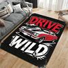 "Drive Wild Car-Themed Carpet with Bold Text and Retro Design" Suitable for use as an anti-slip for living room bedroom sofas