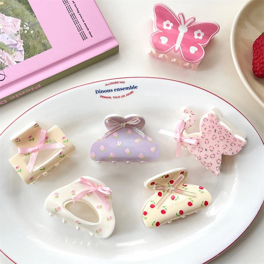 Bowknot Hair Claw Acetate Hair Clip Elegant Ponytail Clips  Women Girls
