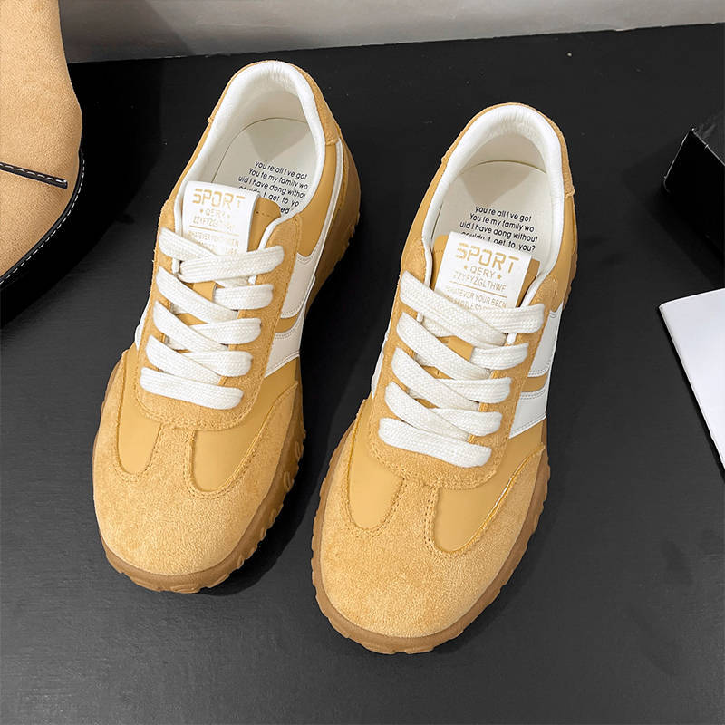 Korean Versatile German Training Shoes for Women's Autumn New Thick-soled Feet, Small and Light Forrest Gump Shoes, Niche Retro Dad