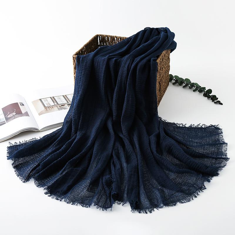 Women Cotton Linen Scarf Autumn Lady Solid Color Long Scarves Soft Thin Plain Shawl Foulard Viscose Wrap Shawls New Summer