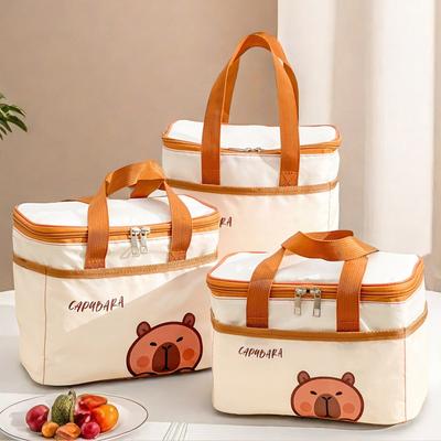 Cute Capybara Insulated Lunch Bag For Student Kid Portable Large Capacity Waterproof Food Thermal Bag Reusable Picnic Cooler Bag
