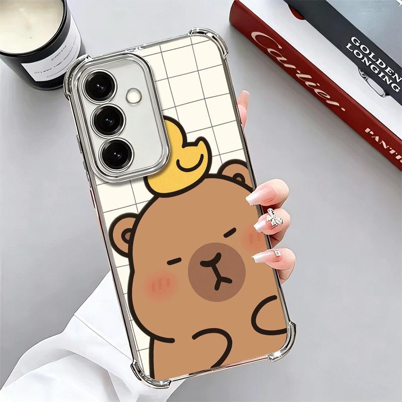 Funny Capybara Cartoon Cute Plating Phone Case For Samsung A17 A07 A37 A57 A16 A56 A15 A55 A14 A54 A13 A53 A26 A36 A25 A35 A24 A