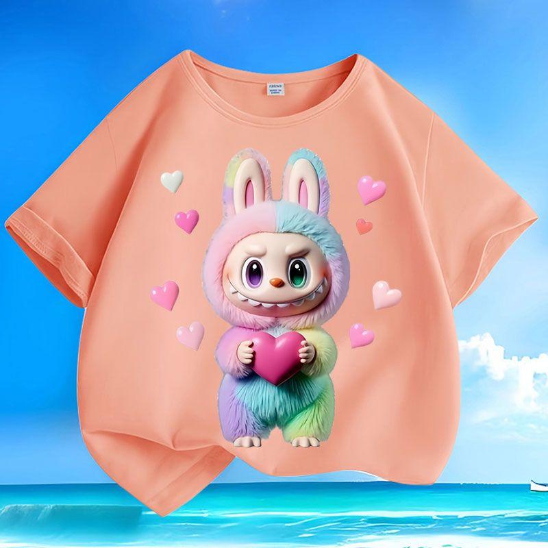 Children's Fashionable Pure Cotton Top, Cute Loose T-shirts for Boys and Girls  Summer