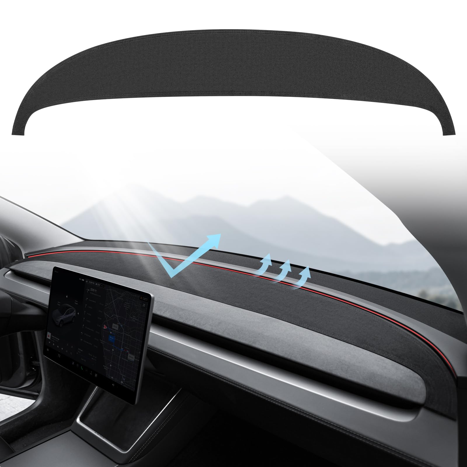 

KUNIST Накладка на приборную панель Tesla Model Y Jumper, [Антибликовая и Пылезащитная] Замшевая Накладка на Приборную Панель Даш