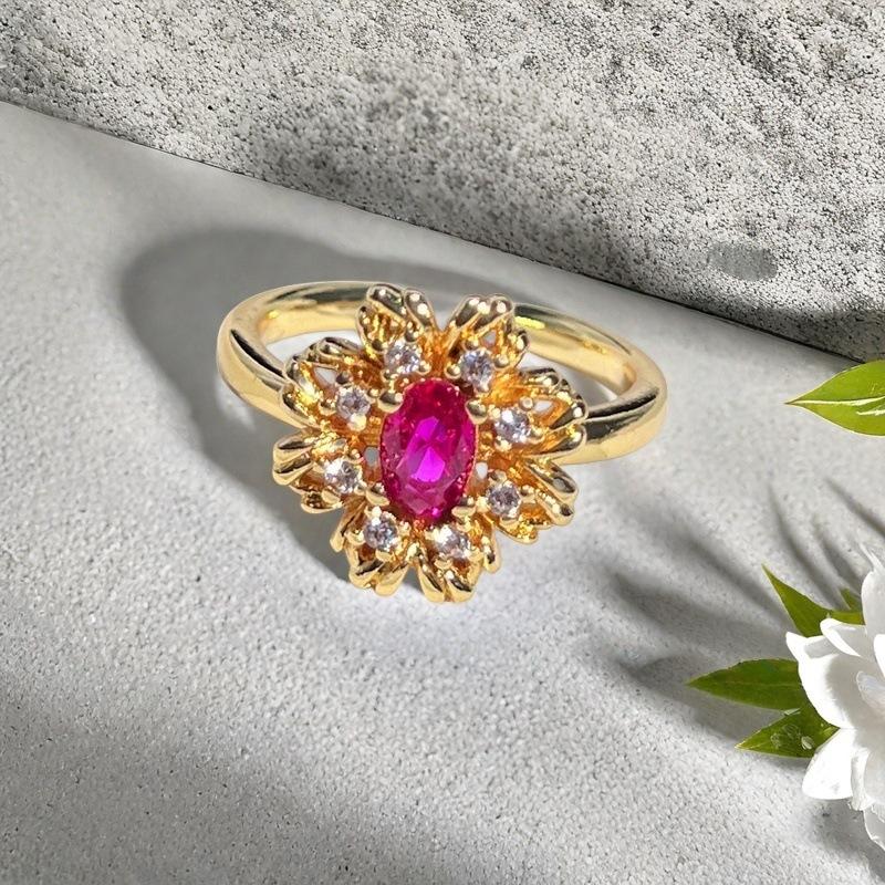 Full Of Diamonds, Zircon Flowers, Leaves, Flower Opening Rings, French Retro Medieval Style, Niche Court Style Rings