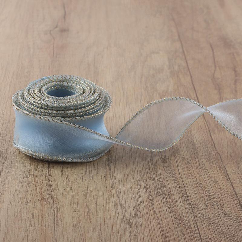10 yards Rotolo di nastro di organza di colore pieno con bordo ondulato a coda di pesce per bouquet di fiori, regali, confezioni, decorazioni per feste di nozze