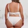 Sexy Übergröße Damen Weißes Spitzen-Unterwäsche-Set Raffinierter Träger-BH und Höschen Zweiteiliges Set