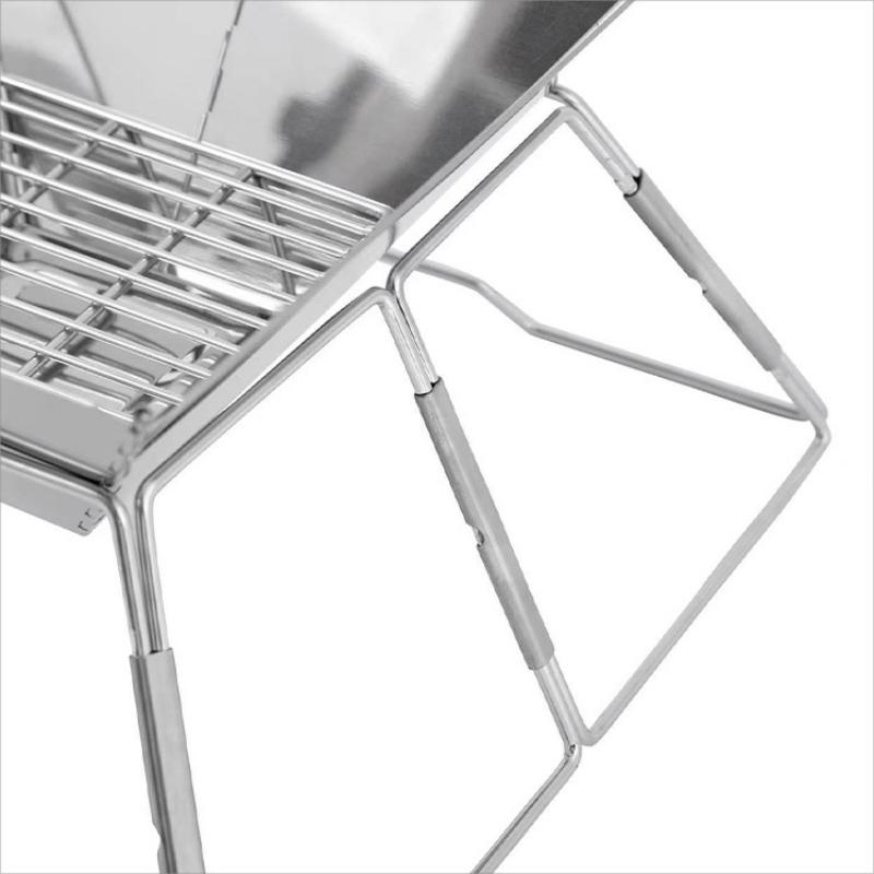 Folding Grill Outdoor Table Camping Stove Stainless Steel Foldable Barbecue With A Charcoal Rack Grill