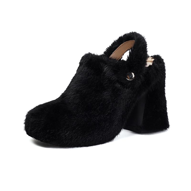 Grande Taille Matière Synthétique Crin de Cheval Talon Super Épais Sandales Éponge Mixte Chaussures Confortables Poilues Sandales à Talons Hauts