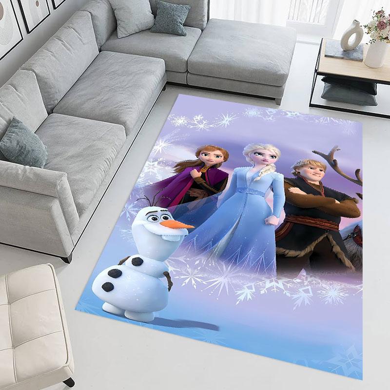 Frozen-themed floor protection rug, Elsa princess cartoon rug, suitable for room décor and as a gift.