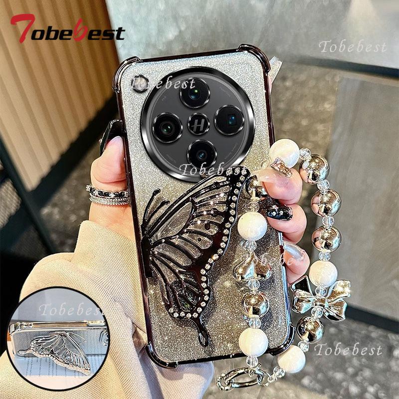 Glitter Shockproof Plating Quicksand Butterfly Bracelet Case  for OPPO Find X8 Pro X8S Plus X7 Ultra Silicone Cover