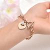 1pc Stainless Steel Bracelet With Heart Pendant, Double Heart OT Buckle Couple Bracelet Unisex