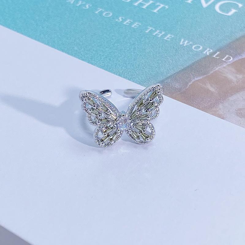 Light Luxury Full Diamond Inlaid Zircon Super Flash High-End Open Ring Niche Exquisite Elegant Personalized Ring