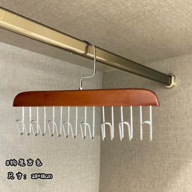 

Вешалка из цельного дерева, крючок для женской вешалки для бюстгальтера, вешалка для ремня, прочная, с 8 крючками, вешалка для одежды, органайзер для хранения