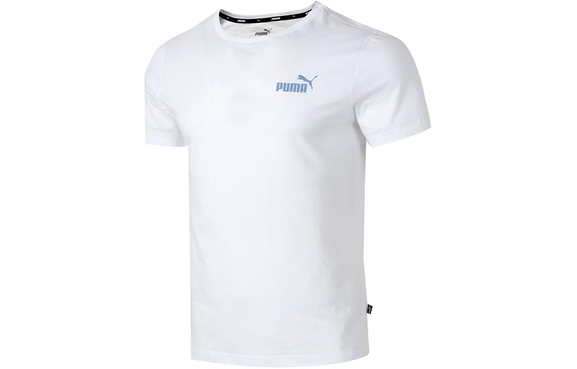 PUMA ESS T Shirts Men s White Crew Neck Moderate Straight Fit 670932-35 L