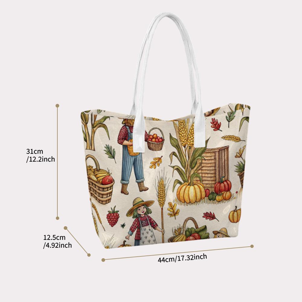 Autumn Harvest Pattern Tote Bag Casual Large Capacity Daily Use Shoulder Handbag