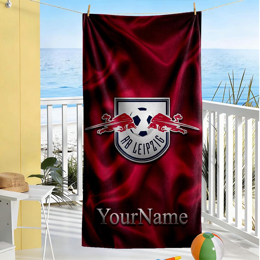 Rb Leipzig Customize Text Beach Towel Quickdry Soft Microfiber Perfect For Traveling Yoga Camping And Swimming