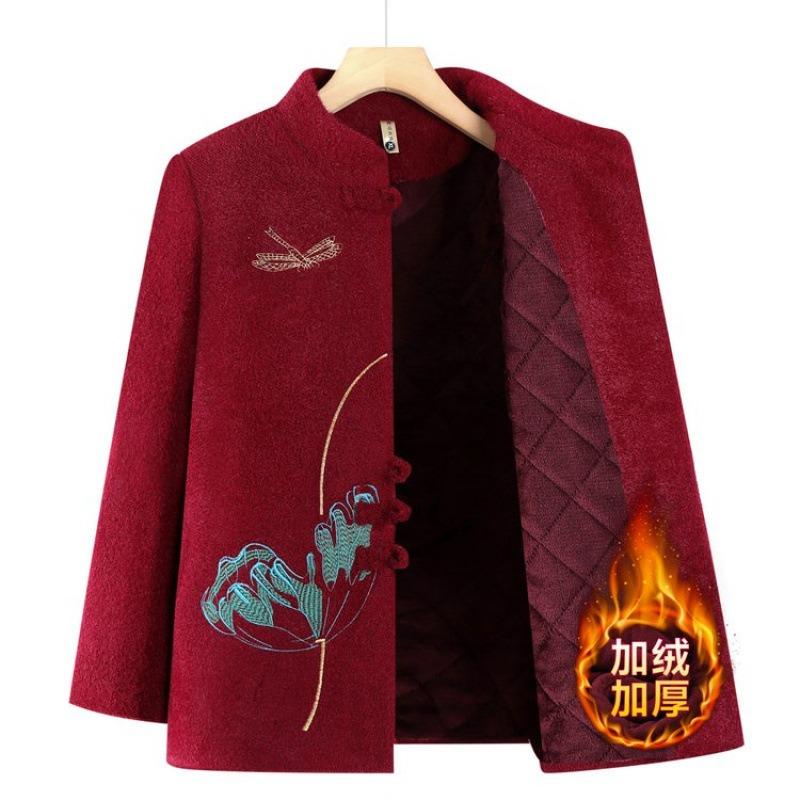 Winter Coat Fleece Thickened Winter Stand-up Collar Autumn and Winter Old Lady Clothes On Clothes
