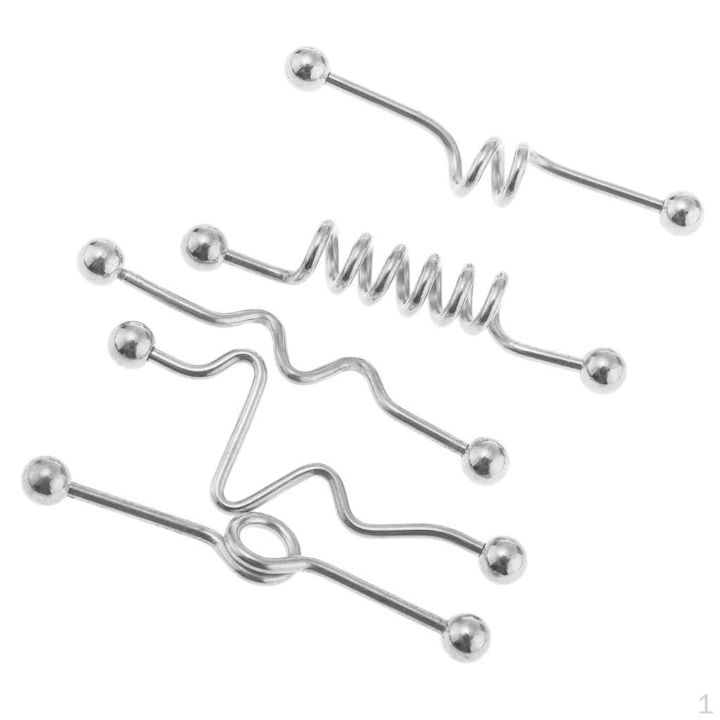 14G 48мм 5шт Промышленный пирсинг-штанга для уха из нержавеющей стали для хряща - Черный