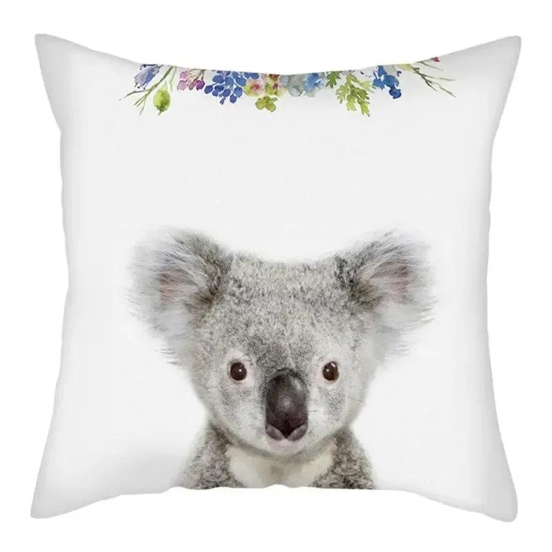 45X45Cm Cute Koala Cushion Cover Cartoon Animal Koala Polyester Pillowcase Family Waist Pillowcases Home Decor Sofa Car