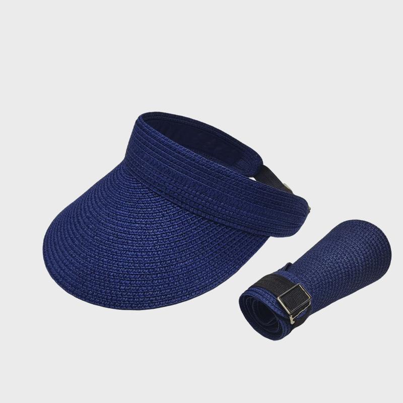 Straw Sunscreen Hat Women's Summer Vacation Empty Top Straw Hat Rollable Large Brim Uv Protection Sunshade Hat