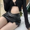Women's Skirt Retro Split Slim Short PU Skirt